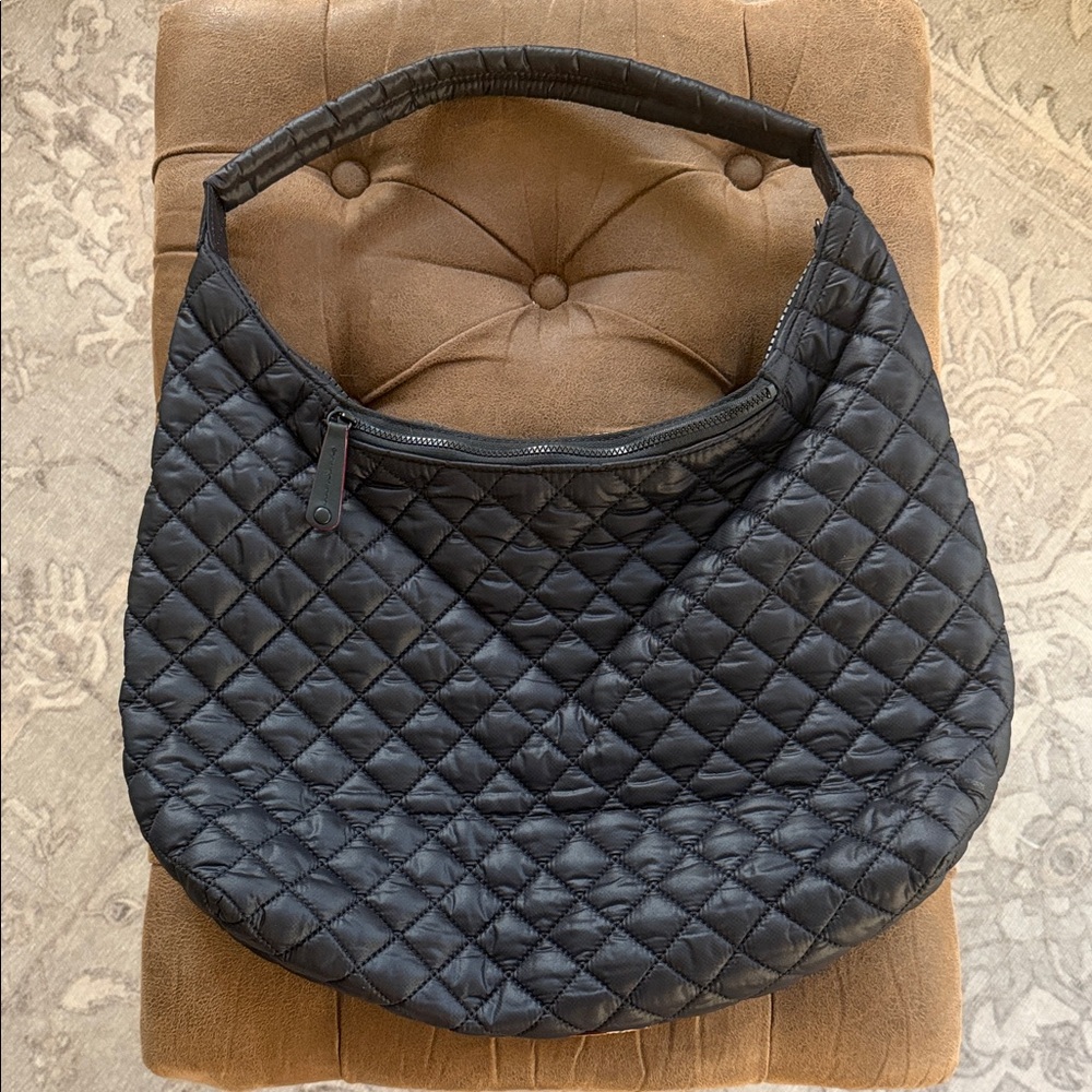 MZ Wallace Quilted Hobo Shoulder Bag in Black - Picture 3 of 6